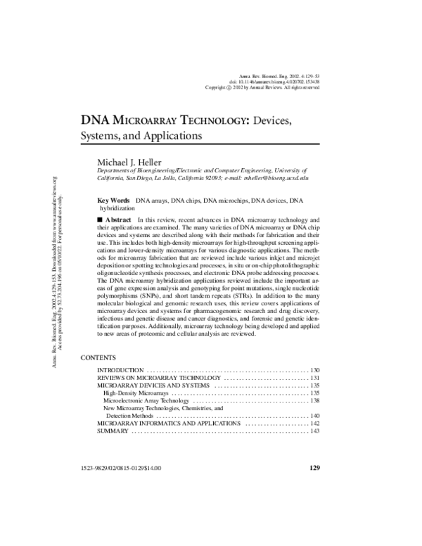 (PDF) DNA Microarray Technology: Devices, Systems, and Applications