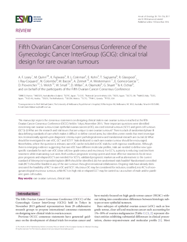(PDF) 5th Ovarian Cancer Consensus Conference of the Gynecologic Cancer ...