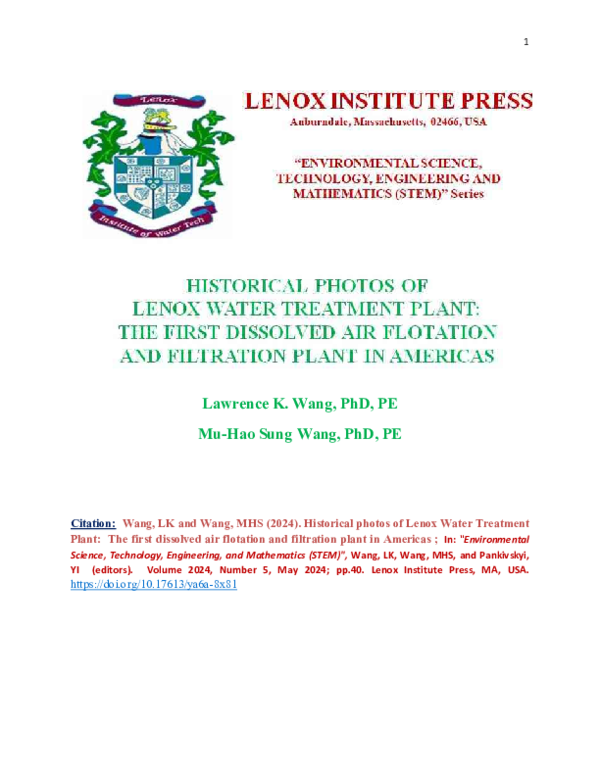(PDF) HISTORICAL PHOTOS OF LENOX WATER TREATMENT PLANT THE FIRST