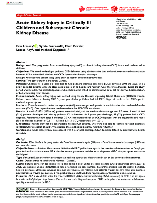 (PDF) Acute Kidney Injury in Critically Ill Children and Subsequent ...