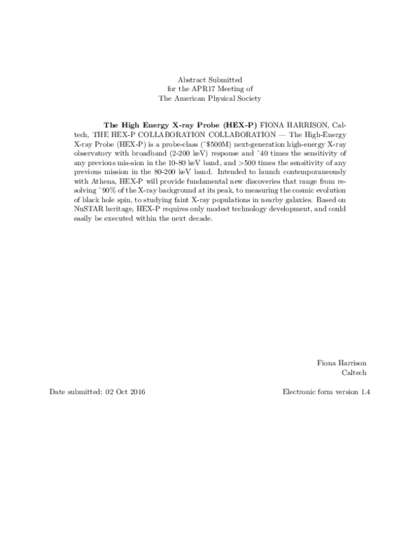 (PDF) The High Energy X-ray Probe (HEX-P)