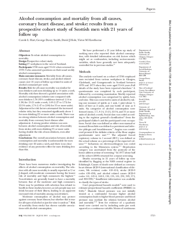 (PDF) Alcohol consumption and mortality from all causes, coronary heart ...