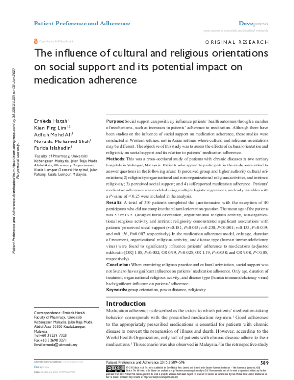 (PDF) The influence of cultural and religious orientations on social ...