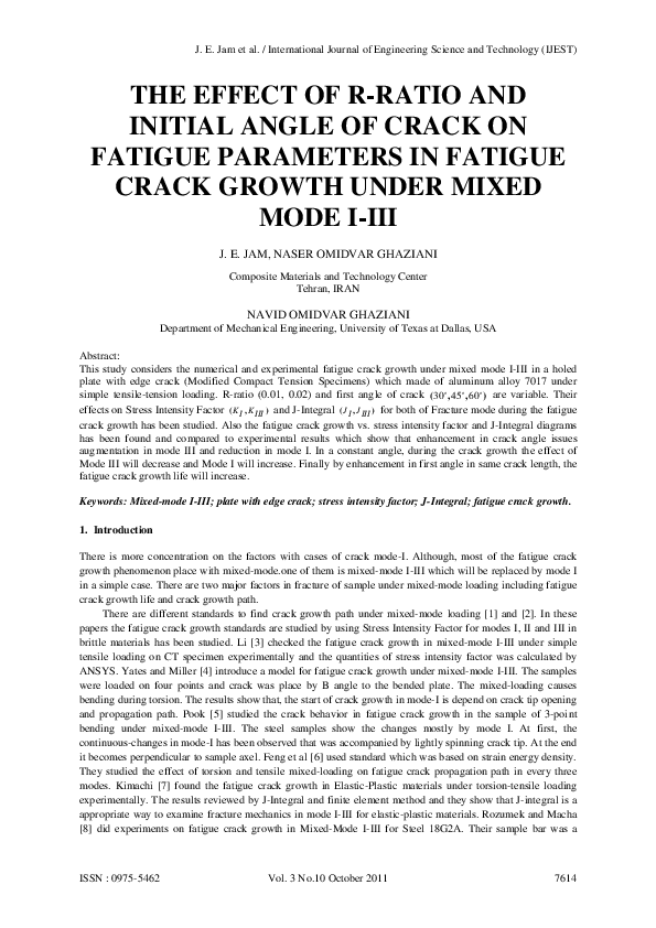 (PDF) The Effect of R-Ratio and Initial Angle of Crack on Fatigue ...