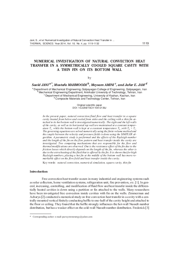(PDF) Numerical investigation of natural convection heat transfer in a ...