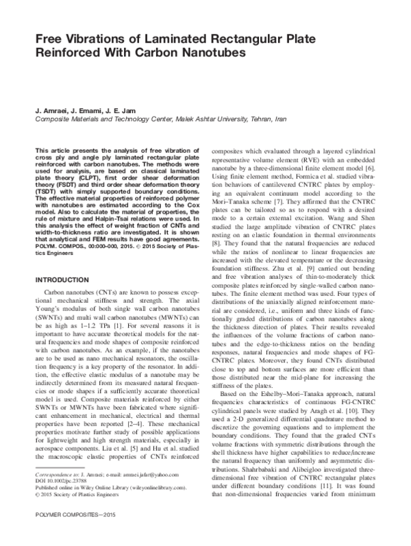 (PDF) Free vibrations of laminated rectangular plate reinforced with ...