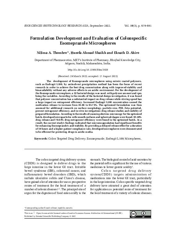 (PDF) Formulation Development and Evaluation of Colonspecific ...
