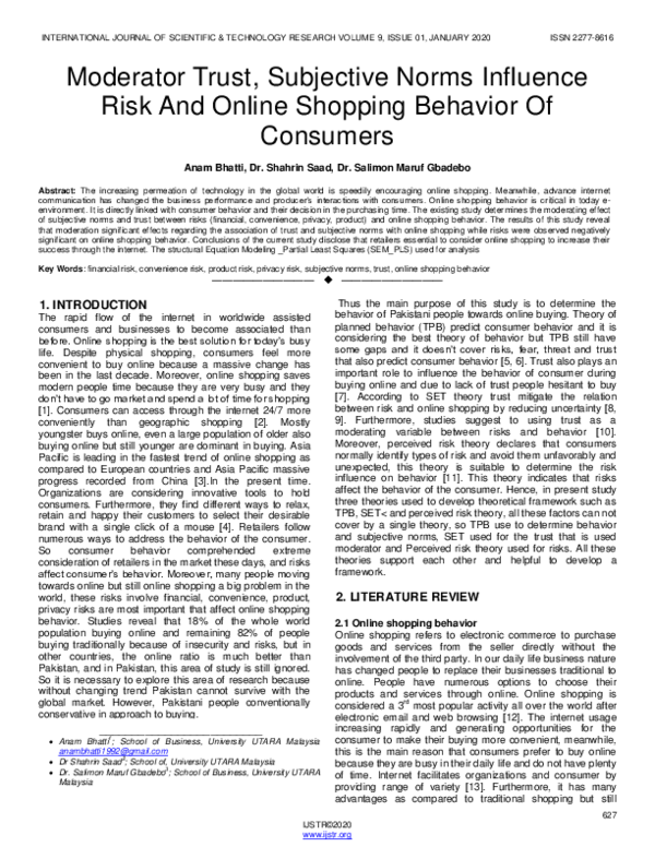 (PDF) Moderator Trust, Subjective Norms Influence Risk And Online ...