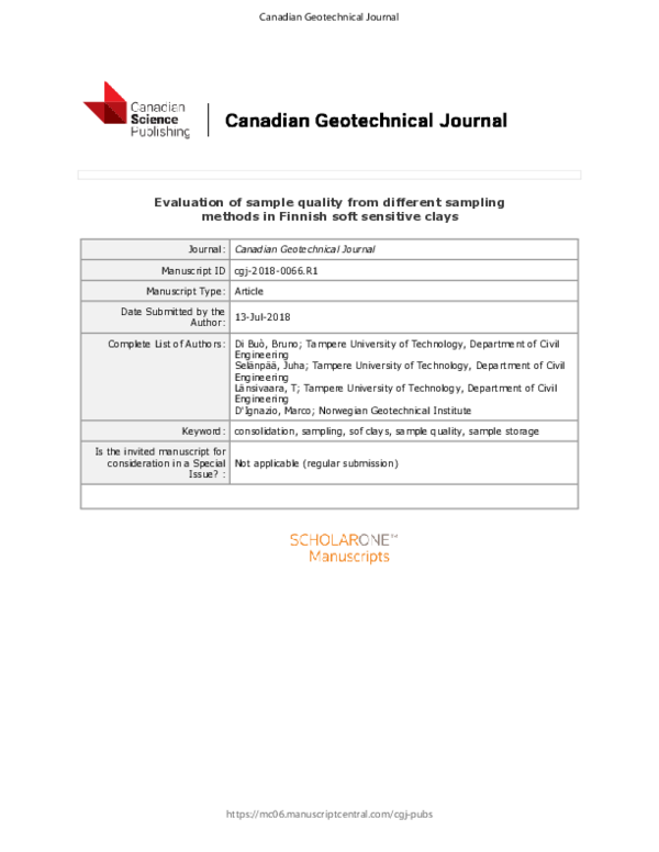 (PDF) Evaluation of sample quality from different sampling methods in ...