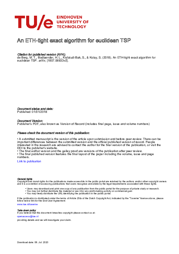 (PDF) An ETH-Tight Exact Algorithm for Euclidean TSP