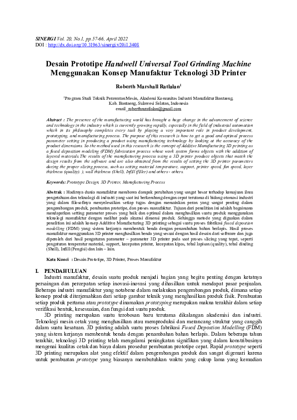 (PDF) Desain Prototipe Handwell Universal Tool Grinding Machine ...