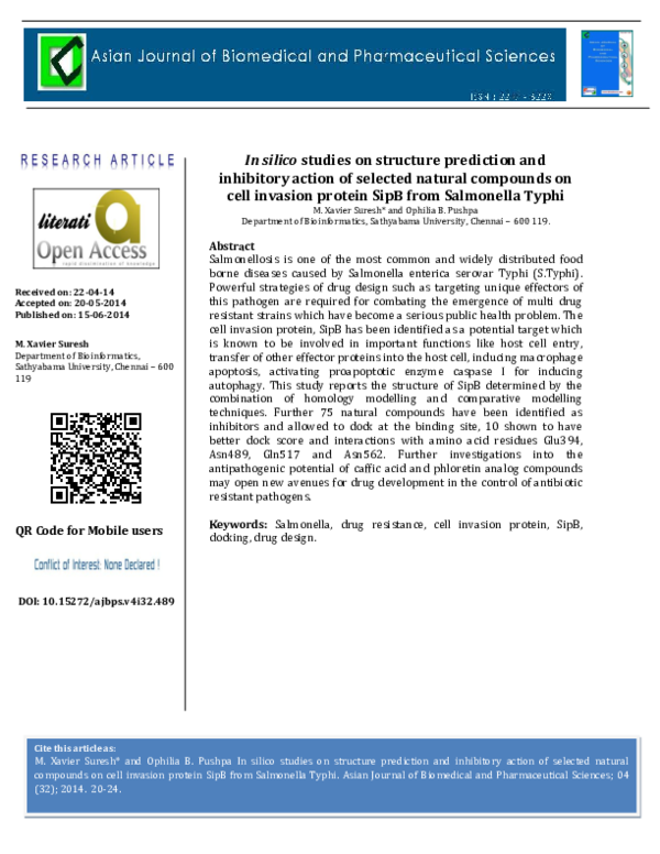 (PDF) In silico studies on structure prediction and inhibitory action ...