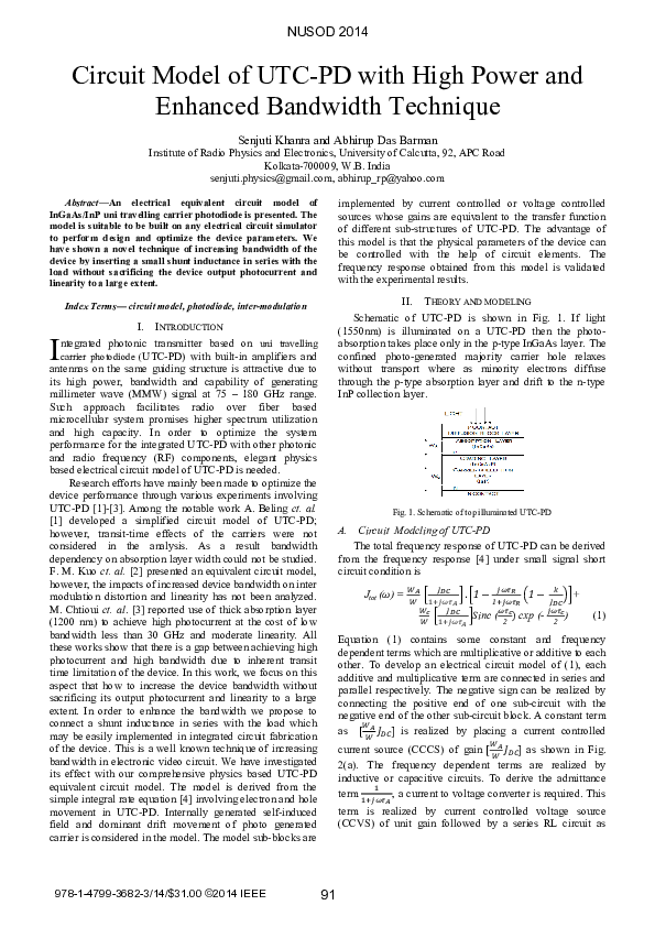 (PDF) Circuit model of UTC-PD with high power and enhanced bandwidth ...