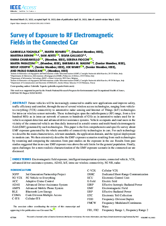 (PDF) Survey of Exposure to RF Electromagnetic Fields in the Connected Car