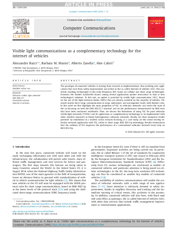 (PDF) Visible light communications as a complementary technology for ...