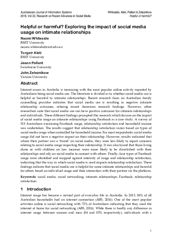 (PDF) Helpful or harmful? Exploring the impact of social media usage on ...
