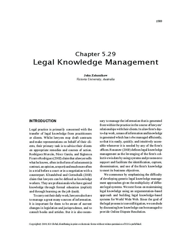 (PDF) Legal Knowledge Management