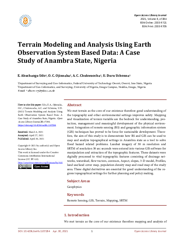 (PDF) Terrain Modeling and Analysis Using Earth Observation System ...