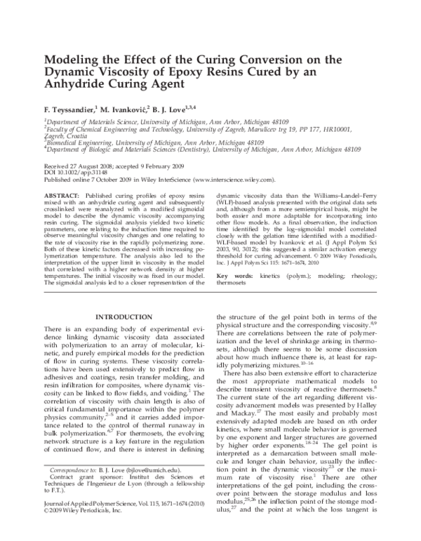 (PDF) Modeling the effect of the curing conversion on the dynamic ...