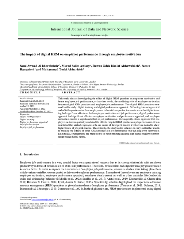 (PDF) The impact of digital HRM on employee performance through ...