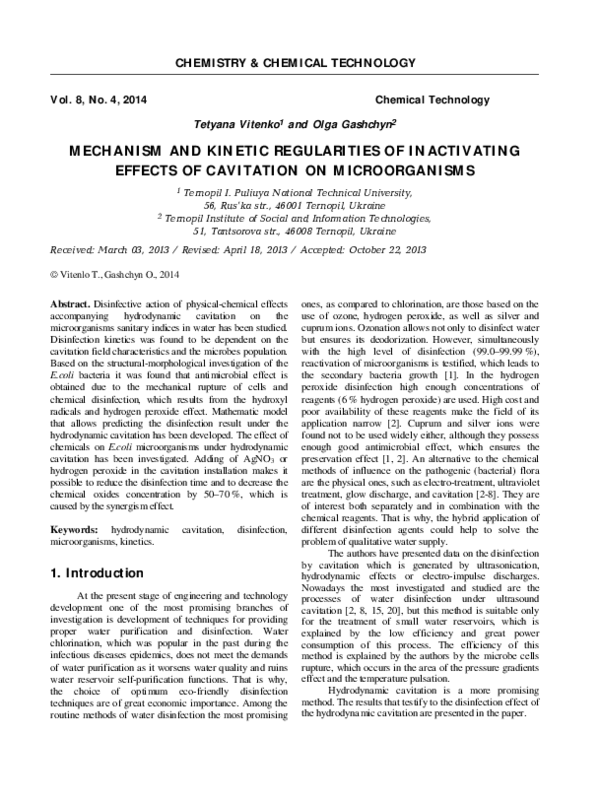 (PDF) Mechanism and Kinetic Regularities of Inactivating Effects of ...