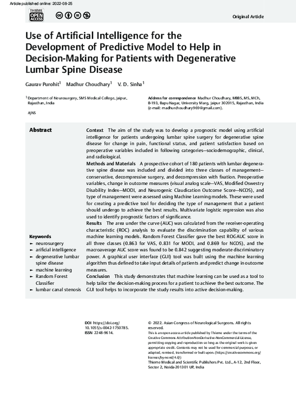 (PDF) Use of Artificial Intelligence for the Development of Predictive ...
