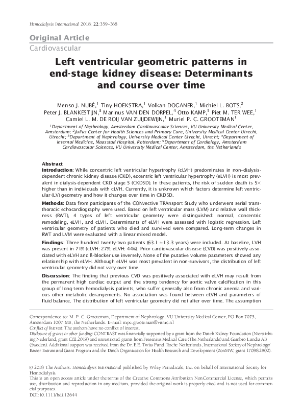 (PDF) Left ventricular geometric patterns in end-stage kidney disease ...