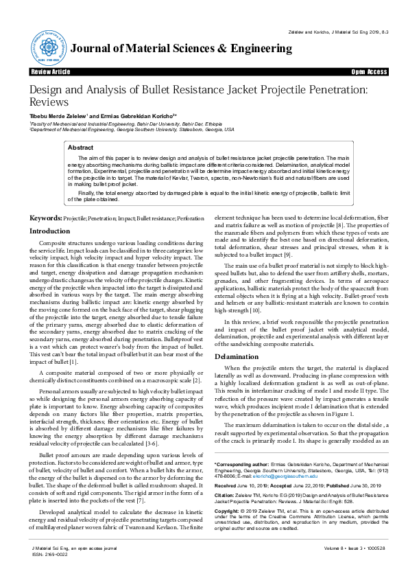 (PDF) Design and Analysis of Bullet Resistance Jacket Projectile ...