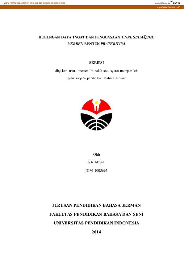 (PDF) Hubungan Daya Ingat Dan Penguasaan Unregelmäβige Verben Bentuk ...