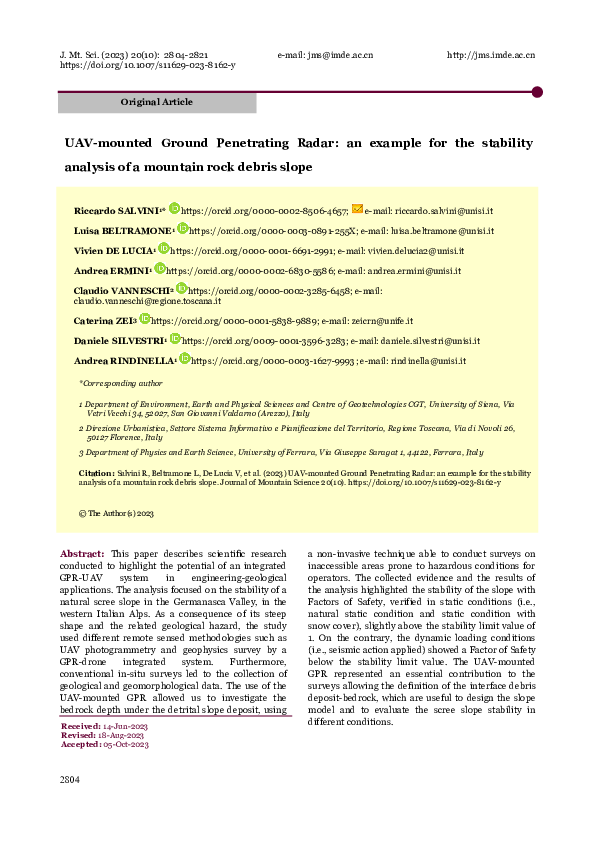 (PDF) UAV-mounted Ground Penetrating Radar: an example for the ...