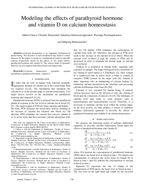 (PDF) Modeling the effects of parathyroid hormone and vitamin D on ...