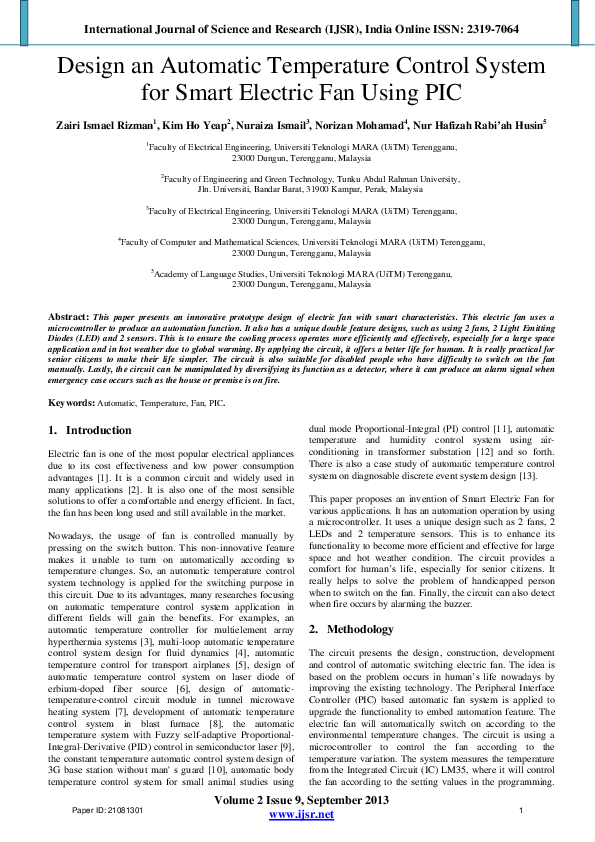 (PDF) Design an Automatic Temperature Control System for Smart Electric ...