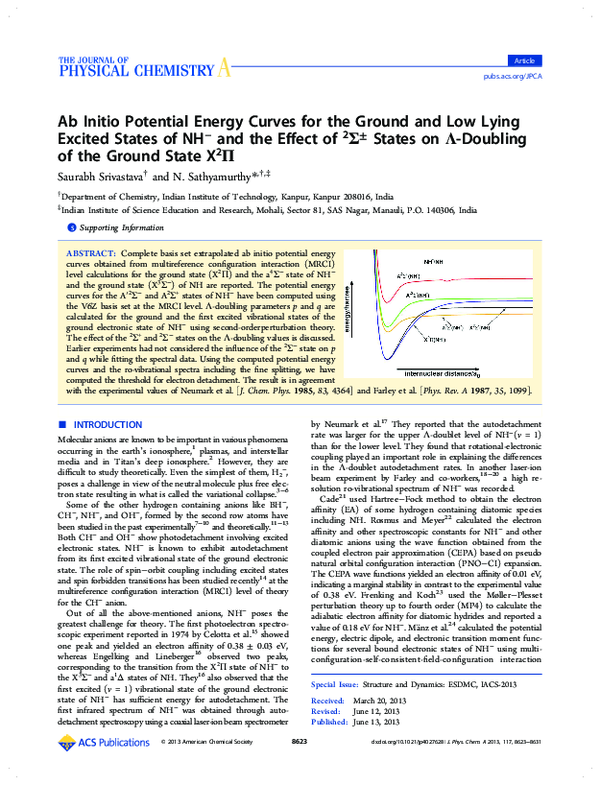 (PDF) Ab Initio Potential Energy Curves for the Ground and Low-Lying ...