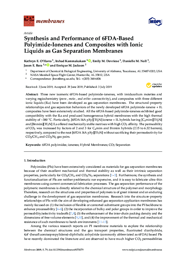 (PDF) Synthesis and Performance of 6FDA-Based Polyimide-Ionenes and ...
