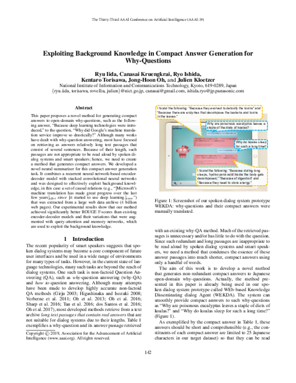 (PDF) Exploiting Background Knowledge in Compact Answer Generation for ...