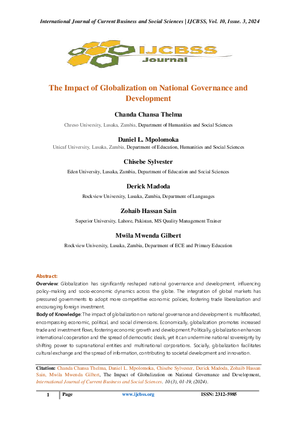 (PDF) The Impact of Globalization on National Governance and Development