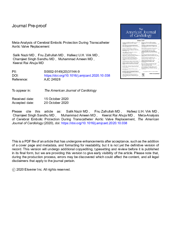 (PDF) Meta-Analysis of Cerebral Embolic Protection During Transcatheter ...