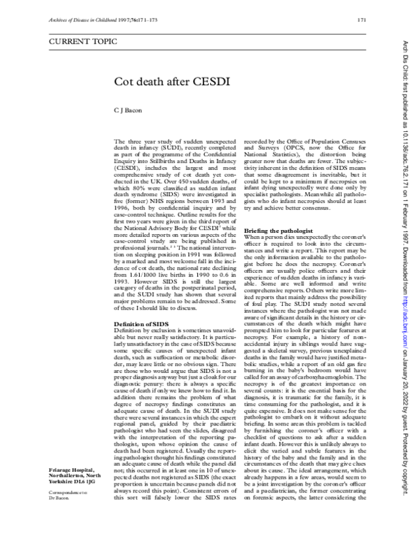 (PDF) Cot death after CESDI