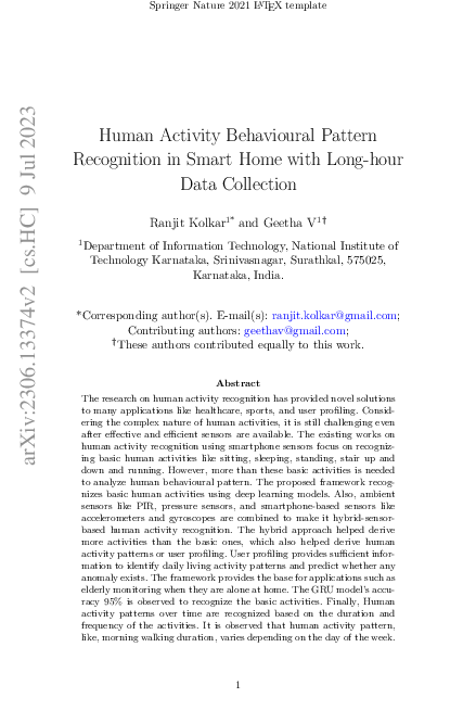 (PDF) Human Activity Behavioural Pattern Recognition in Smarthome with ...