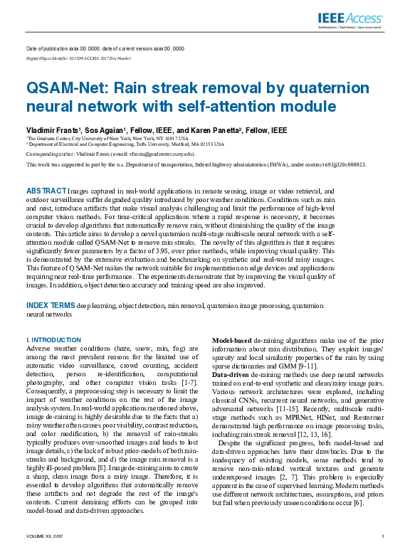 (PDF) QSAM-Net: Rain streak removal by quaternion neural network with ...
