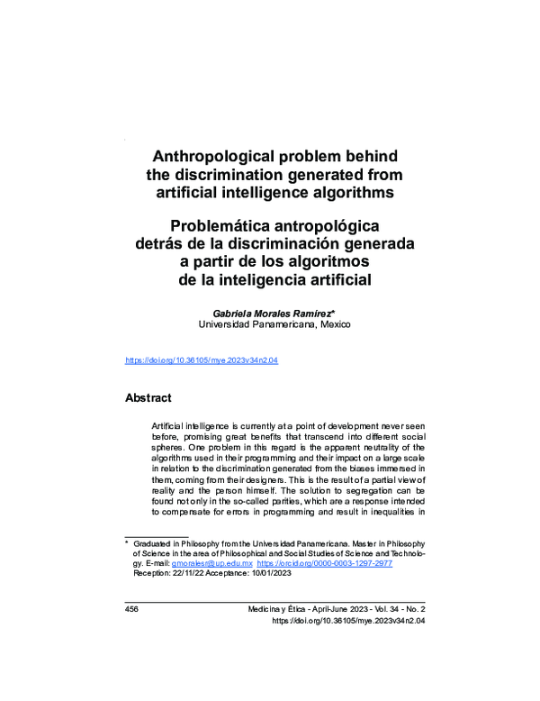 Problemática antropológica detrás de la discriminación generada a partir de los algoritmos de la inteligencia artificial