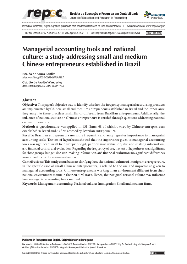 (PDF) Managerial accounting tools and national culture: a study ...