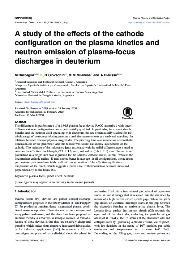 (PDF) A study of the effects of the cathode configuration on the plasma ...