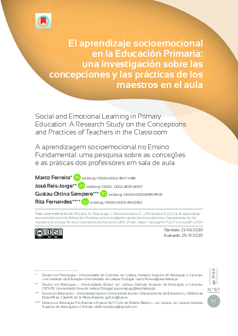 (PDF) El aprendizaje socioemocional en la Educación Primaria: una ...