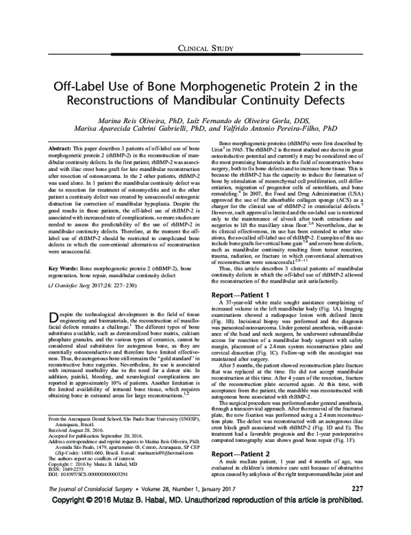 (PDF) Off-Label Use of Bone Morphogenetic Protein 2 in the ...
