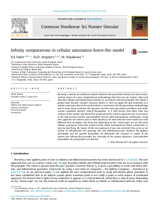 (PDF) Infinity in Cellular Automaton Fire Models