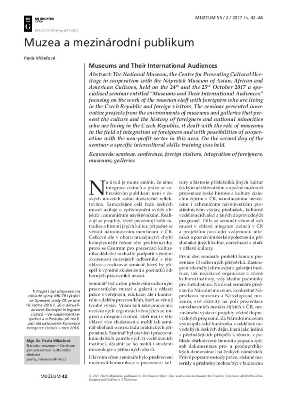 Museums and Their International Audiences