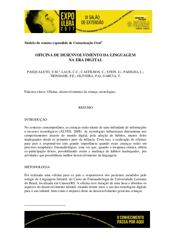 Oficina De Desenvolvimento Da Linguagem Na Era Digital