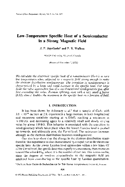 Low-temperature specific heat of a semiconductor in a strong magnetic field