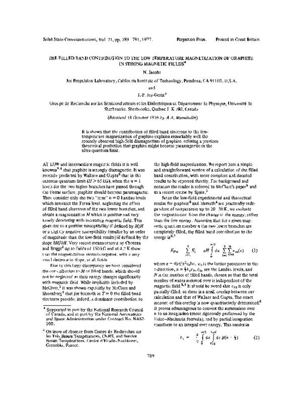 (PDF) The filled band contribution to the low temperature magnetization ...